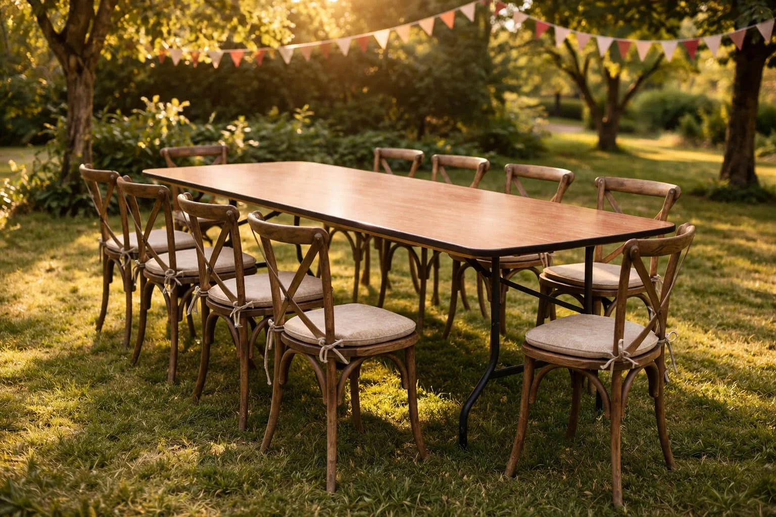 fmr prestations table pliante bois chaises dos croise