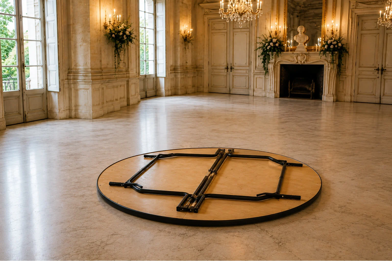 fmr prestations table pliante ronde bois pliee